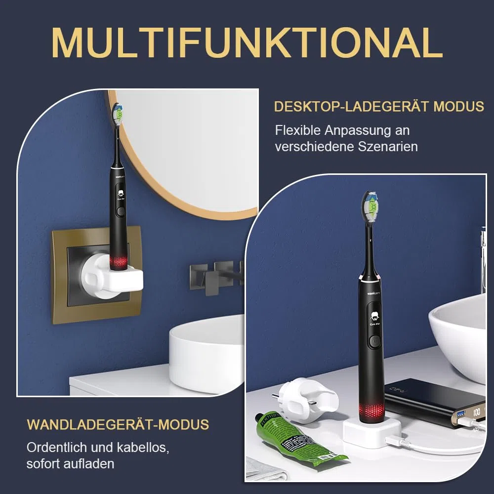 Stazione di ricarica 2 in 1, compatibile con spazzolino elettrico Philips Sonicare, caricatore da parete senza fili per 3100 4100 4500 5300 5500 6100 7100 USB C Charger Station