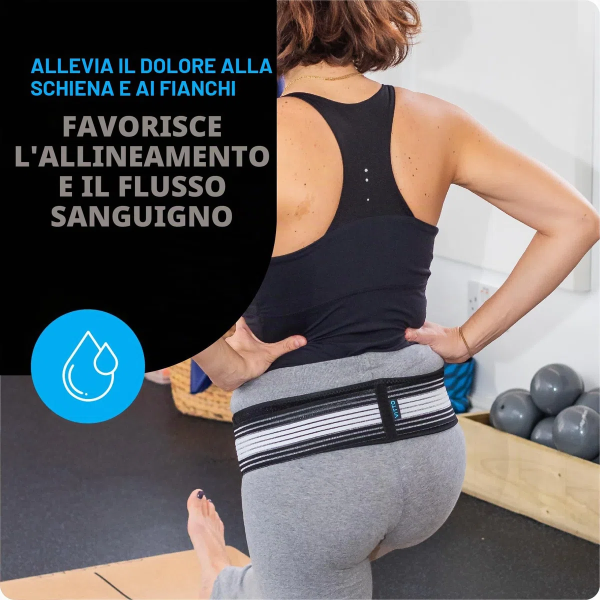 VITTO Sacroiliac SI - Cintura per fianchi - Resistente antiscivolo per pelvico e lombare - Supporto per uomini e donne - Sollievo dal dolore per sciatica, pelvi, lombari, nervi e gambe