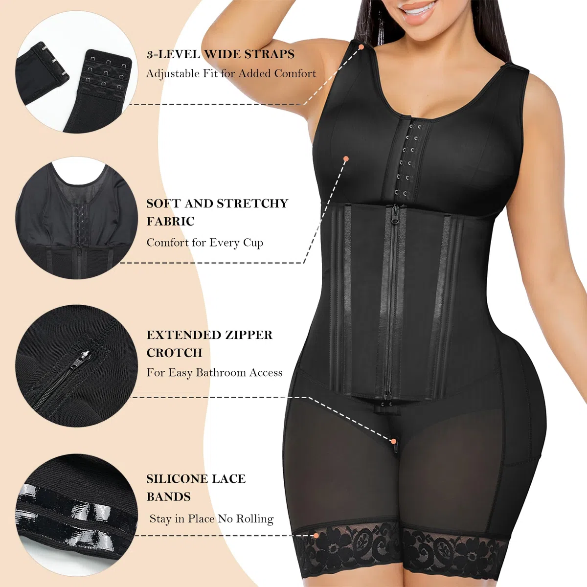 YIANNA Overbust Fajas Colombianas Shapewear per le donne controllo della pancia Body Shaper Cintura Post Chirurgia Compressione Indumento