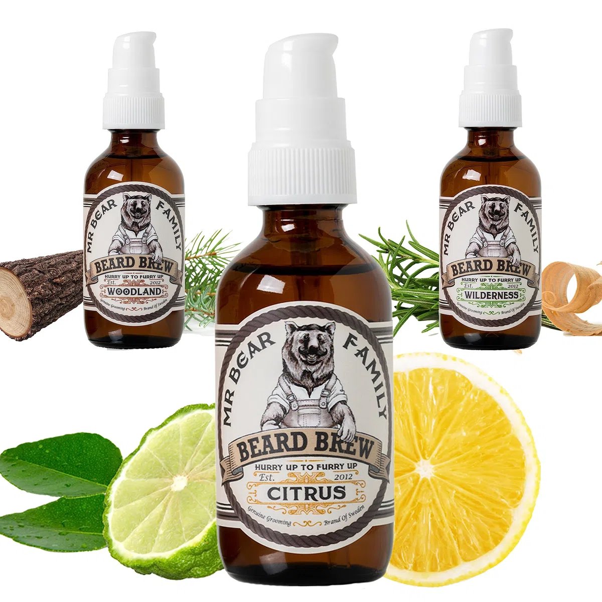 Mr Bear Family Olio da barba - Agrumi - per cura e crescita barba - Olio barba uomo nutriente con oli di jojoba e di argan - Beard oil - Oli per barba uomo idratante 60 ml