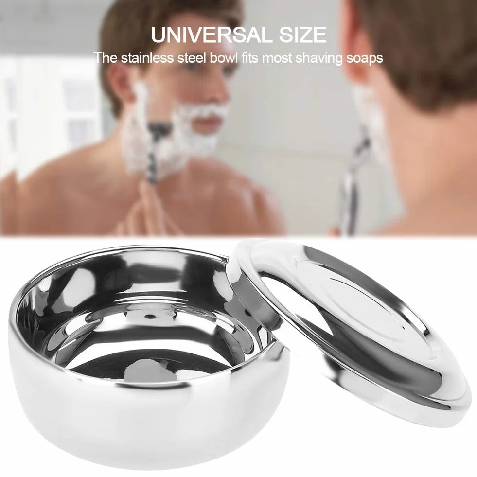 Ciotola per sapone da barba, ciotola shave tazza rasatura ,per sapone da barba a specchio adatto per la famiglia del salone,con copertura(10,5 cm)