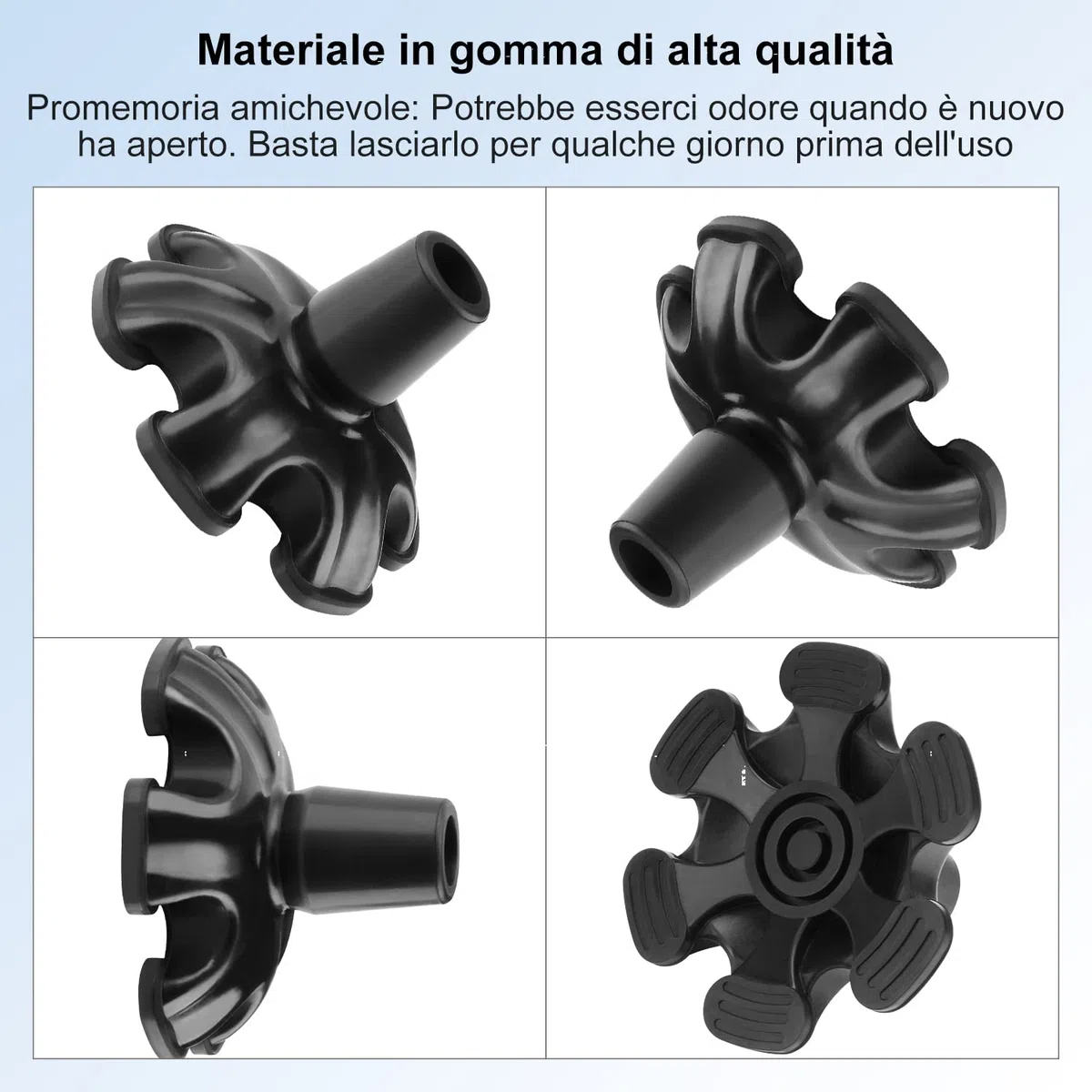 supregear Puntali in Gomma da 19 mm, Puntale Autoportante Gommini per Stampelle, Antiscivolo Base Larga con 6 Gambe per Bastoni da Passeggio
