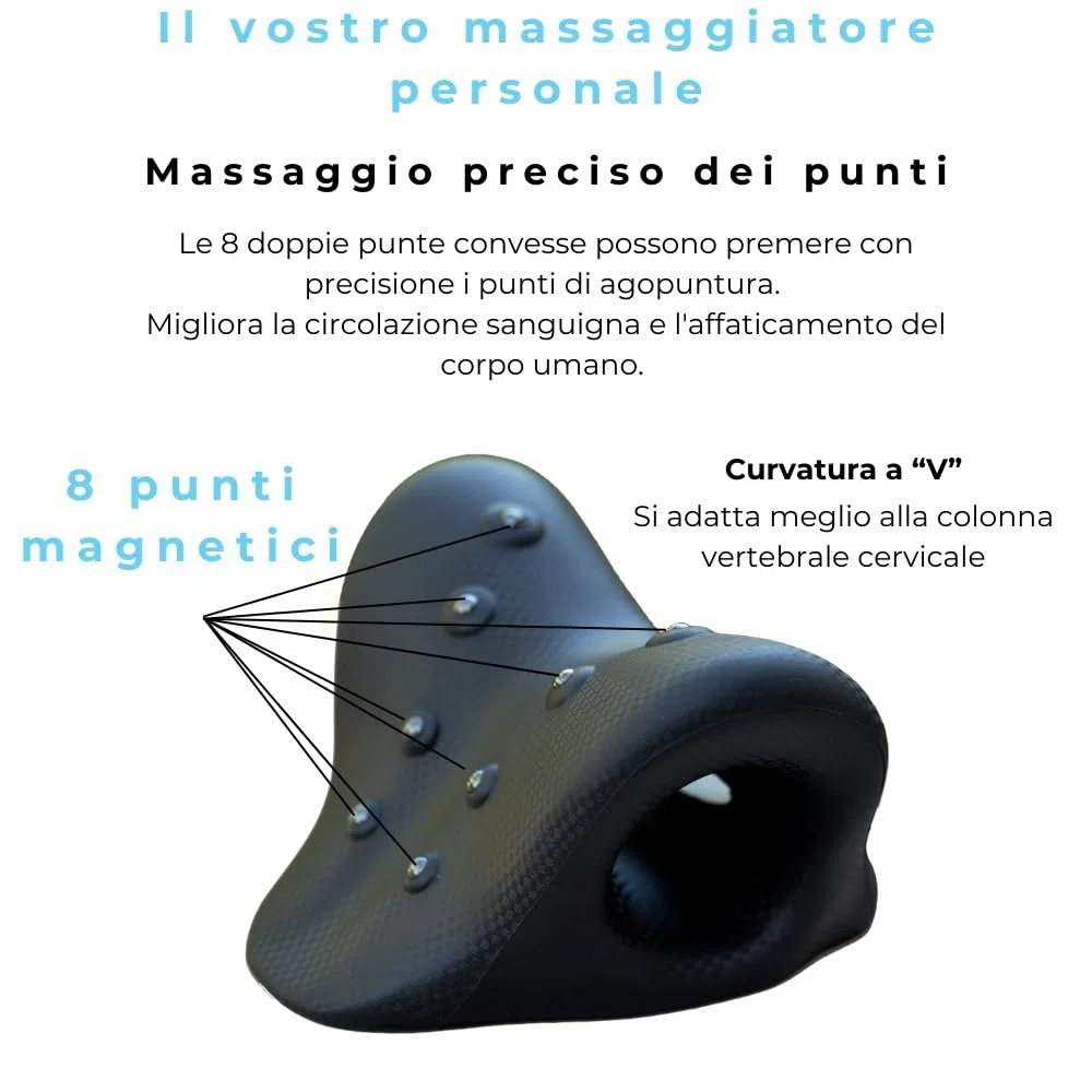 Dispositivo di Trazione Cervicale con 8 Punti Magnetici | Cuscino Chiropratico per Alleviare il Dolore a Collo e Spalle | Correttore di Postura | Rilassante e Portatile | Neck Cloud