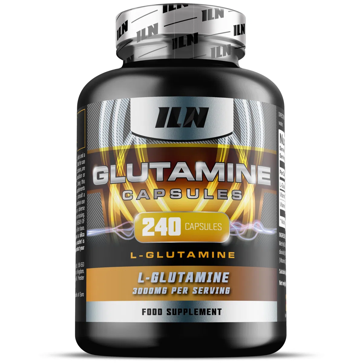 ILN Glutammina - L-Glutammina capsule 3000 mg per porzione - 240 capsule vegetariane - con vitamine D e B12-40 porzioni
