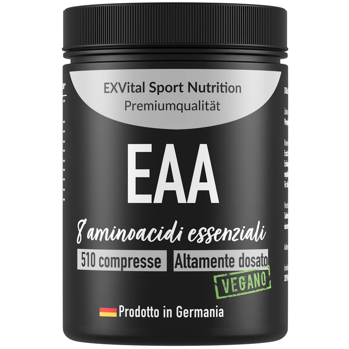 EXVital® EAA Aminoacidi Essenziali con 1036 mg per compressa - 510 compresse, Tutti gli 8 aminoacidi essenziali EAA - Multi Amino altamente dosati - Vegano - Prodotto in Germania- Senza additivi