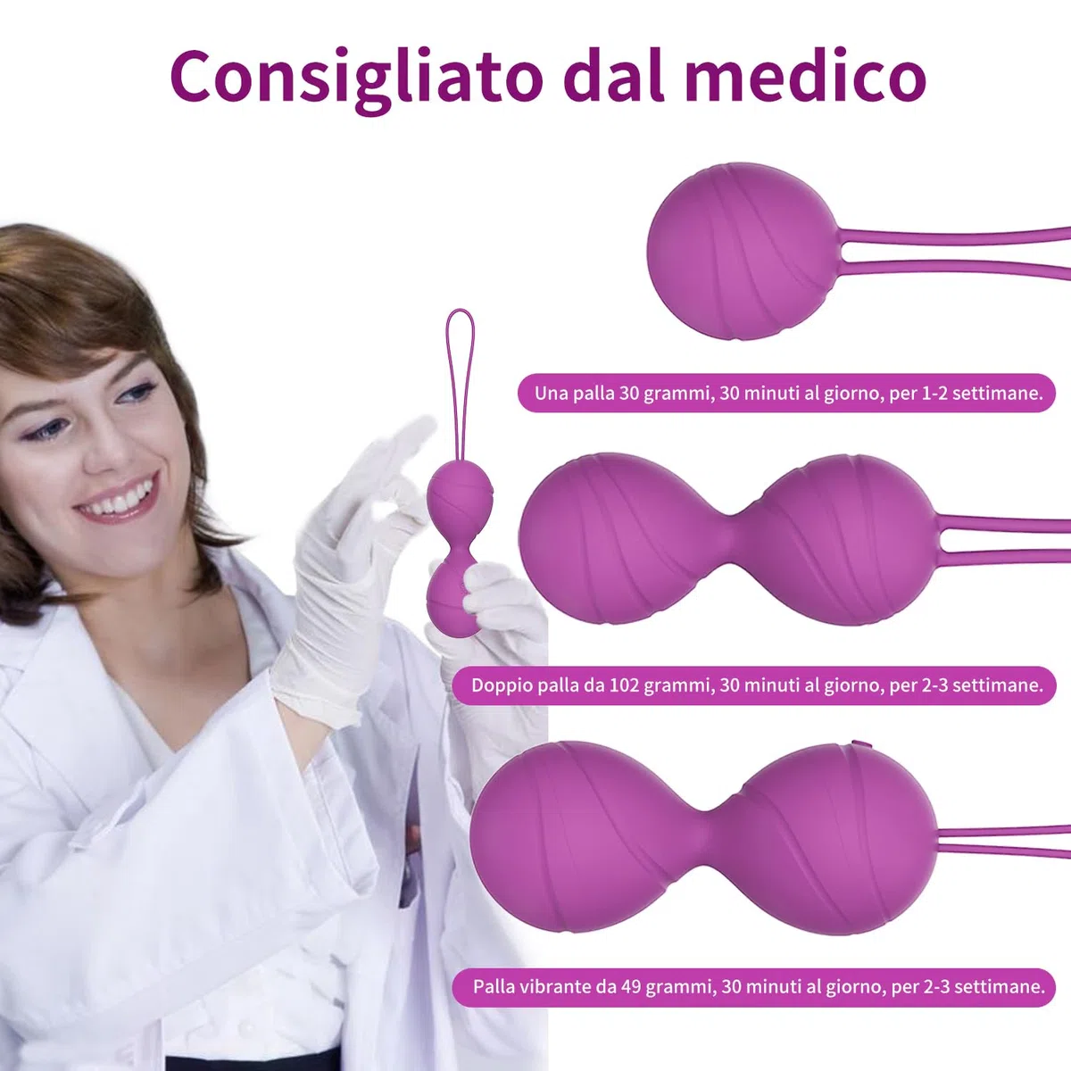 Ovetto Vibrante Con Telecomando 10 Modalità, Vibratore Sex Toys 3 IN 1, Controllo Della Vescica ed Esercizi Per il Pavimento Pelvico, Vibratoreper Donna Wireless, Kegel Palline Vibranti, Impermeabile
