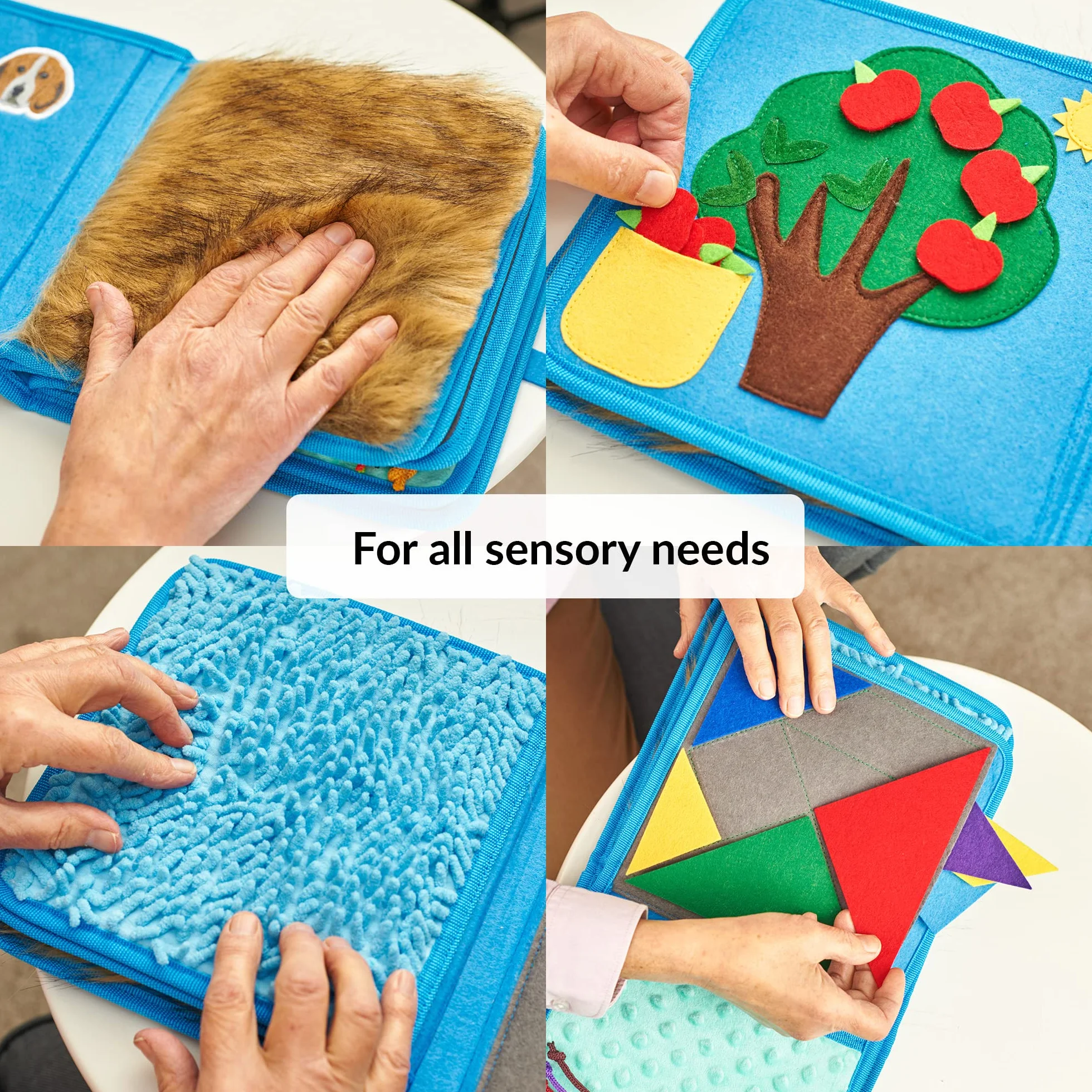 Libro Sensoriale Per Demenza Senile | Coperta Sensoriale Per Demenza Senil | Prodotti Demenza Senile Per Anziani | Fidget Book | Ideale Per Alzheimer, Demenza, Asperger, Autismo, Ansia (Blue)
