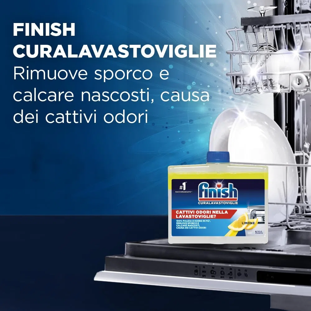Finish Kit Lavastoviglie, Finish Powergel Detersivo Lemon 90 Lavaggi, Brillantante Limone 500ml, Curalavastoviglie 250ml, Cristalli di Sale 1kg