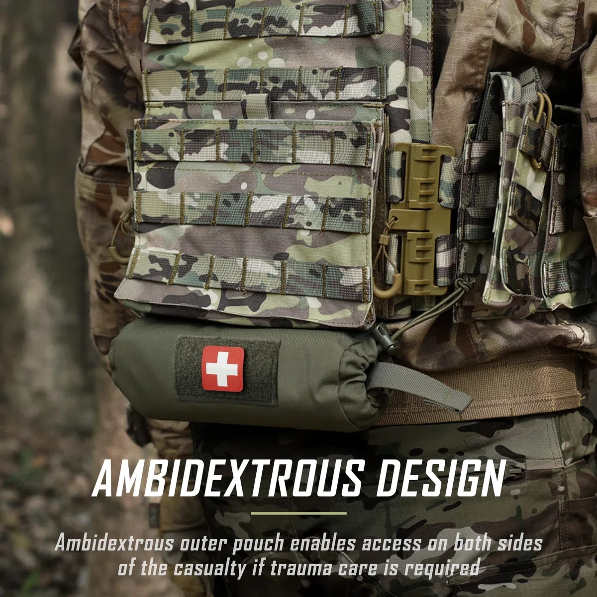 WYNEX EMT IFAK - Borsa tattica di primo soccorso, trauma medico, arrotolabile, borsa per il trasporto addominale con gancio N-Loop per gilet toracico