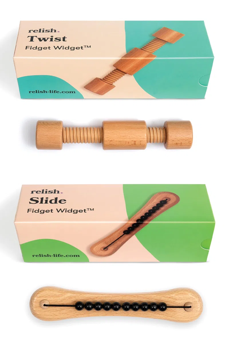 Relish - Fidget Toys, Fidget Widget Duopack Set di giocattoli in legno - Prodotti sensoriali per Alzheimer e demenza, attività per anziani/anziani