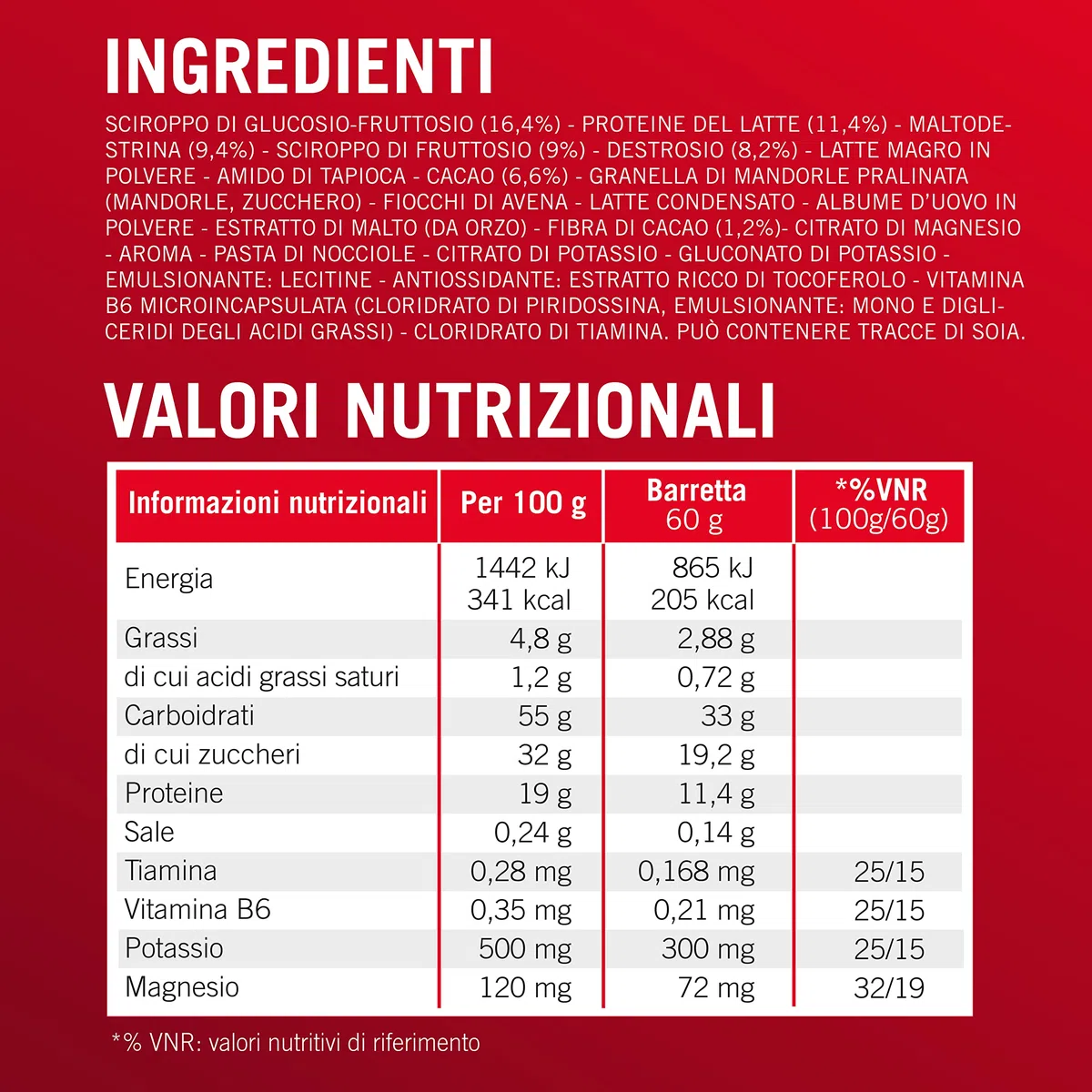 Enervit, Performance Bar Cocoa, Barrette Energetiche, 32g di Carboidrati, 20% di Proteine, Gusto Cacao, Per Attività Sportiva di Lunga Durata ed Endurance, Senza Glutine, 12 Barrette da 60g