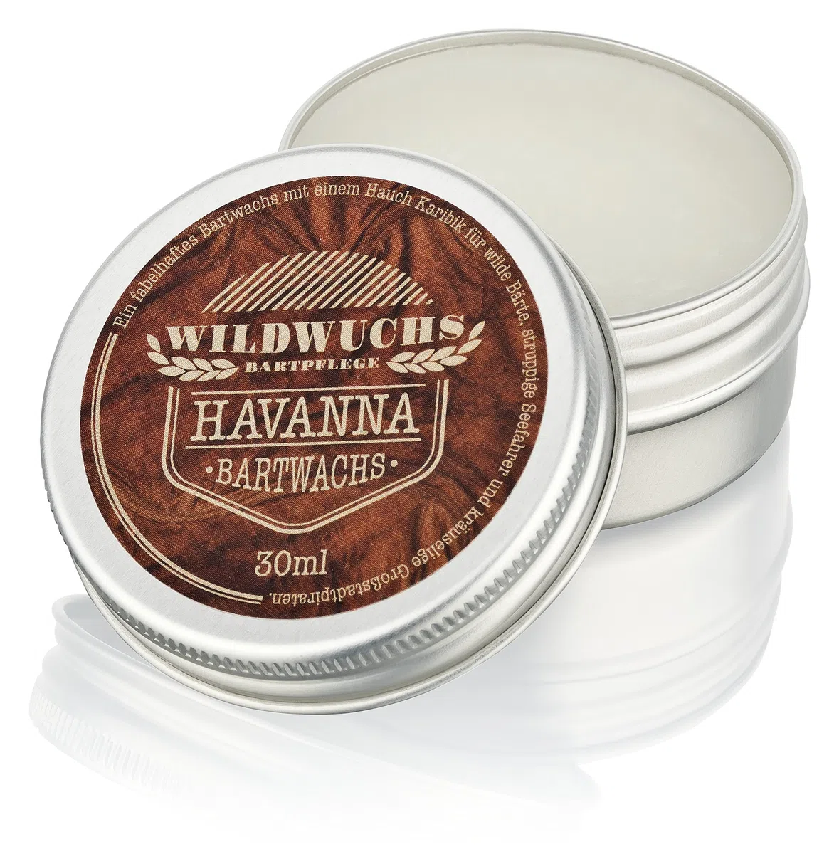 Cera per barba e per baffi (30 ml) per la cura della barba, balsamo e pomata naturale per barba, per una presa forte e per uno styling con profumo caraibico by Wildwuchs Bartpflege Made in Germany
