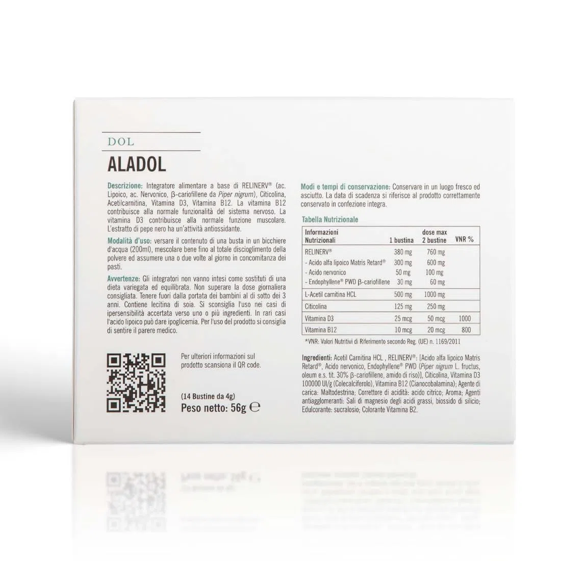 ALADOL - Integratore Alimentare Azione Antiossidante, per Problematiche al Sistema Nervoso e per la Normale Funzionalità Muscolare, Dolorabilità Diffusa, 14 Bustine