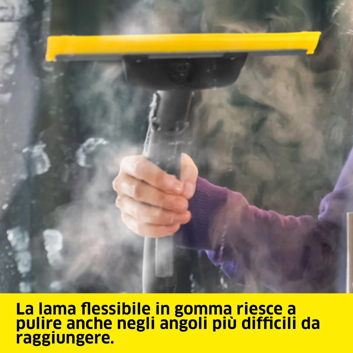 KÄRCHER bocchetta per finestre Comfort con lama tergivetro lunga e flessibile in gomma per una pulizia igienizzante dei vetri, accessorio originale per i pulitori a vapore Kärcher