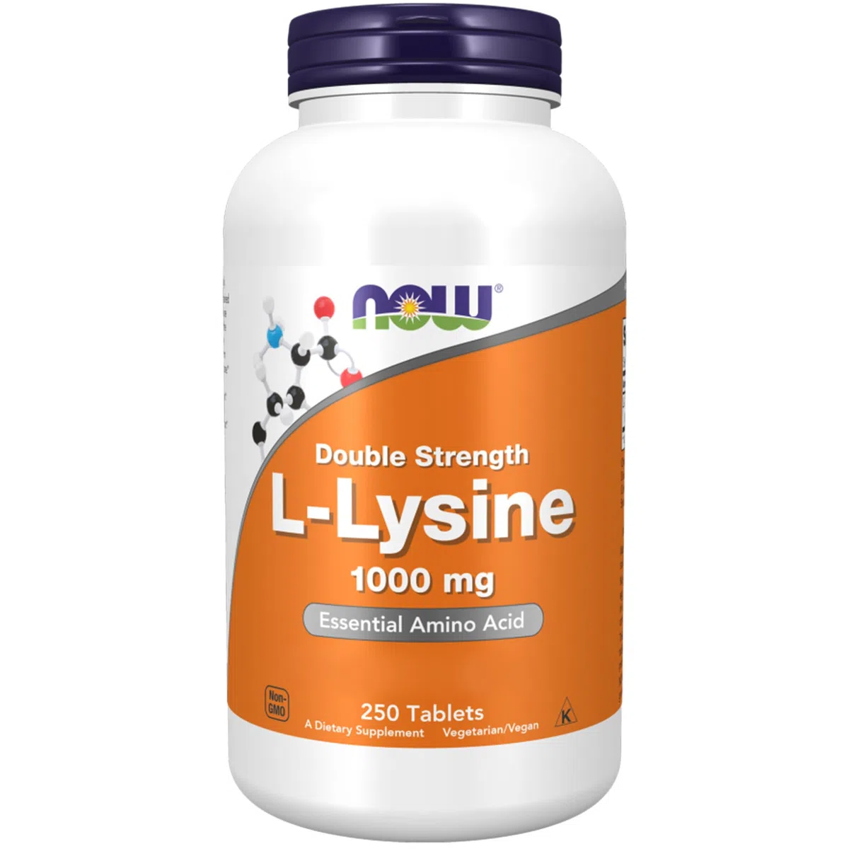Now Foods, Double Strength L-Lysine, 1000 mg, 250 Compresse vegane, Altamente Dosato, Aminoacido, Testato in Laboratorio, Vegetariano, Senza Glutine, Senza Soia, Senza OGM