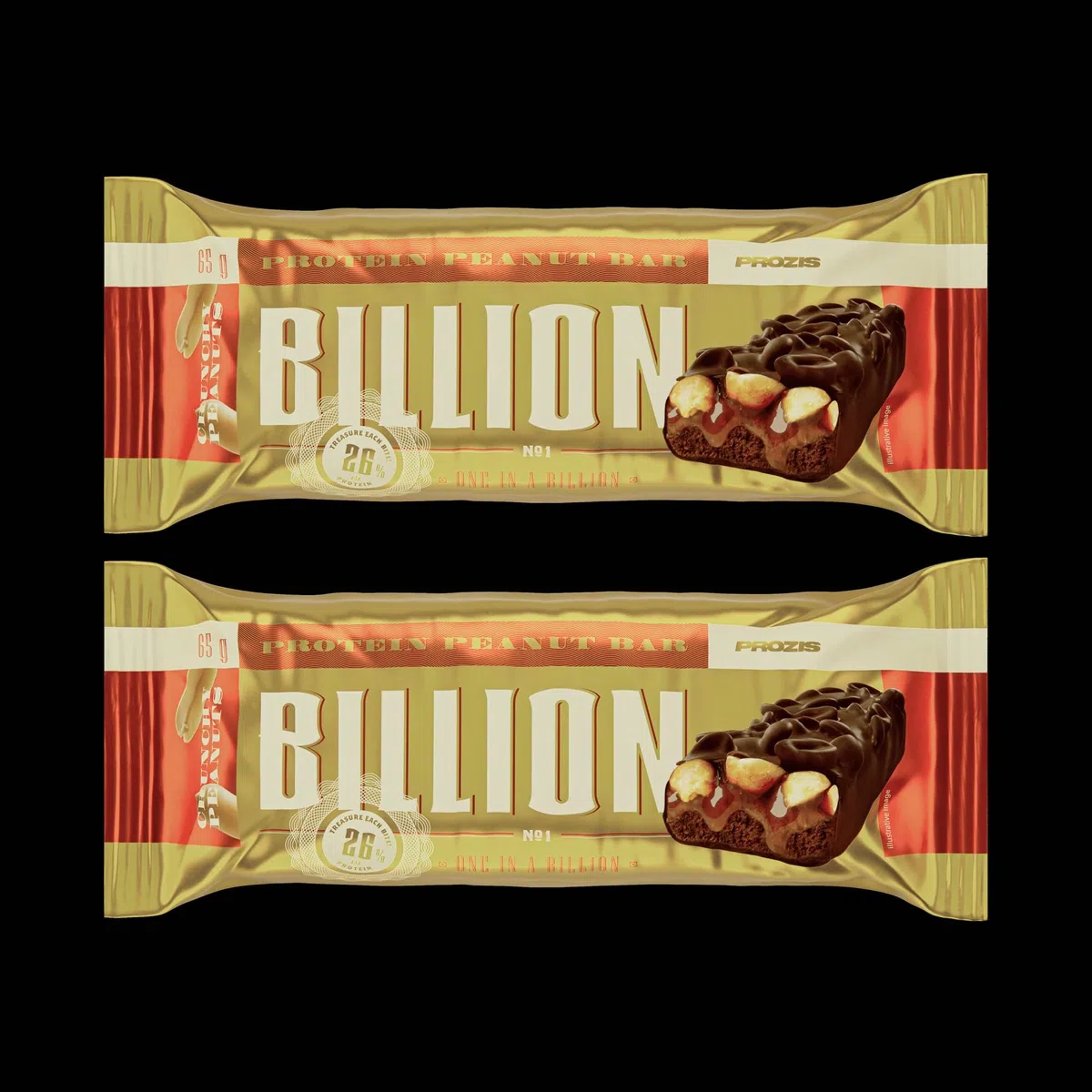 Prozis Billion Bar 9 x 65 gr - barrette proteiche a base di arachidi caramello cioccolato. (585 gr, arachidi cioccolato latte)