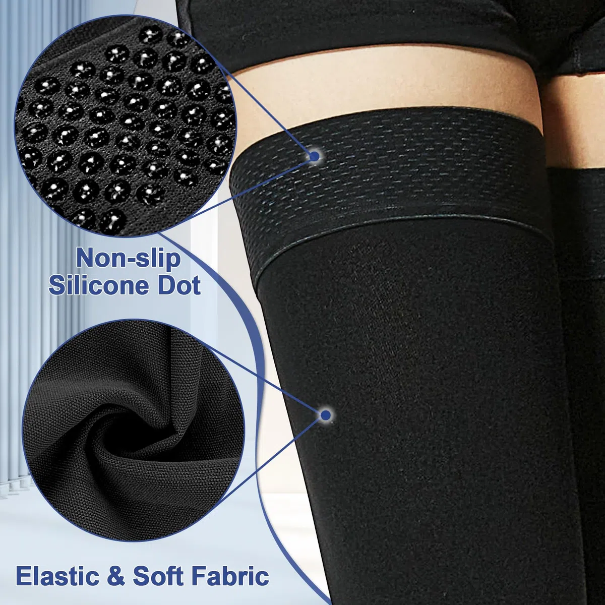 Beister Medical - Calze a compressione a punta chiusa, con fascia in silicone, per donne e uomini, 20-30 mmHg, supporto graduato per vene varicose, edema, volo