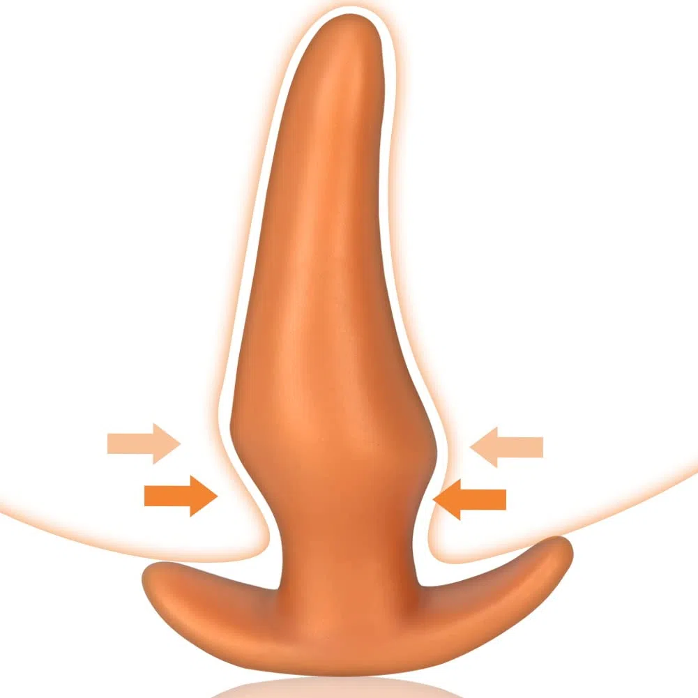 Plug Anale Plug Anale in Silicone Liquido Super Morbido Con Base Di Sicurezza, Dildo Anale D'oro Dilatatore Vagina Espansore Anale Giocattoli Sessuali Di Masturbazione per Uomini E Donne (XL)