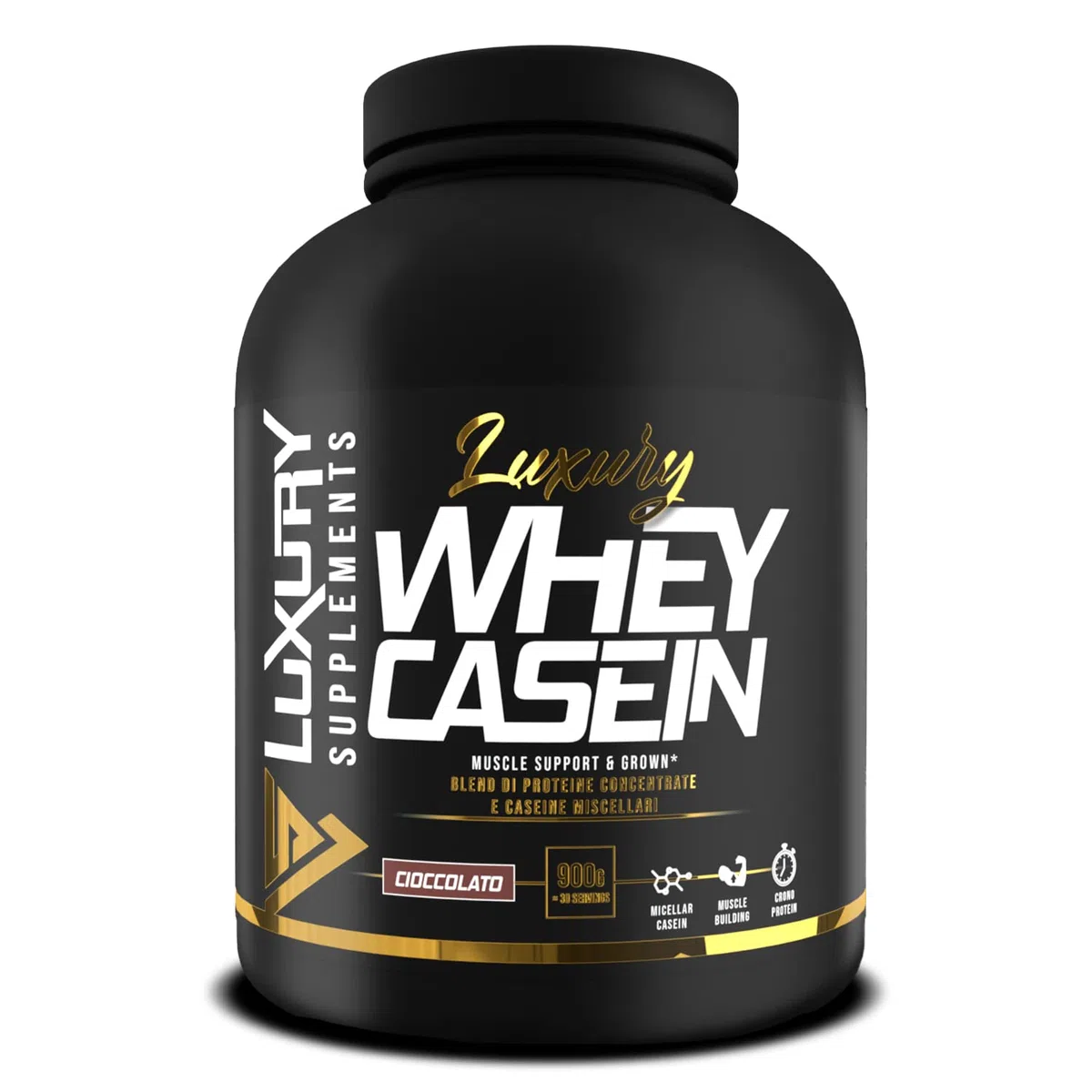 Caseine Michellari Proteine whey Lusury Supplements ● Casein Blend Cioccolato 900g a rilascio modulato con VB 104 ● Recupero muscolare e Massa Muscolare ● Contrasta il catabolismo proteico