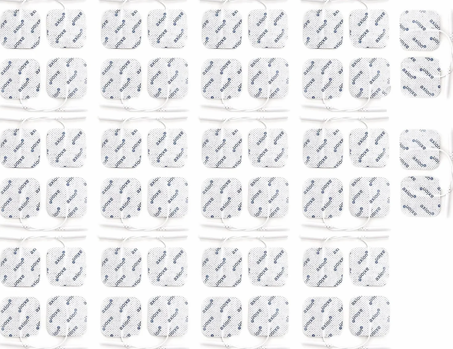 52 elettrodi di ricambio axion | Pads da 4x4 cm per elettrostimolatori TENS e/o EMS riutilizzabili e autoadesivi con cavetti a spinotto da 2 mm