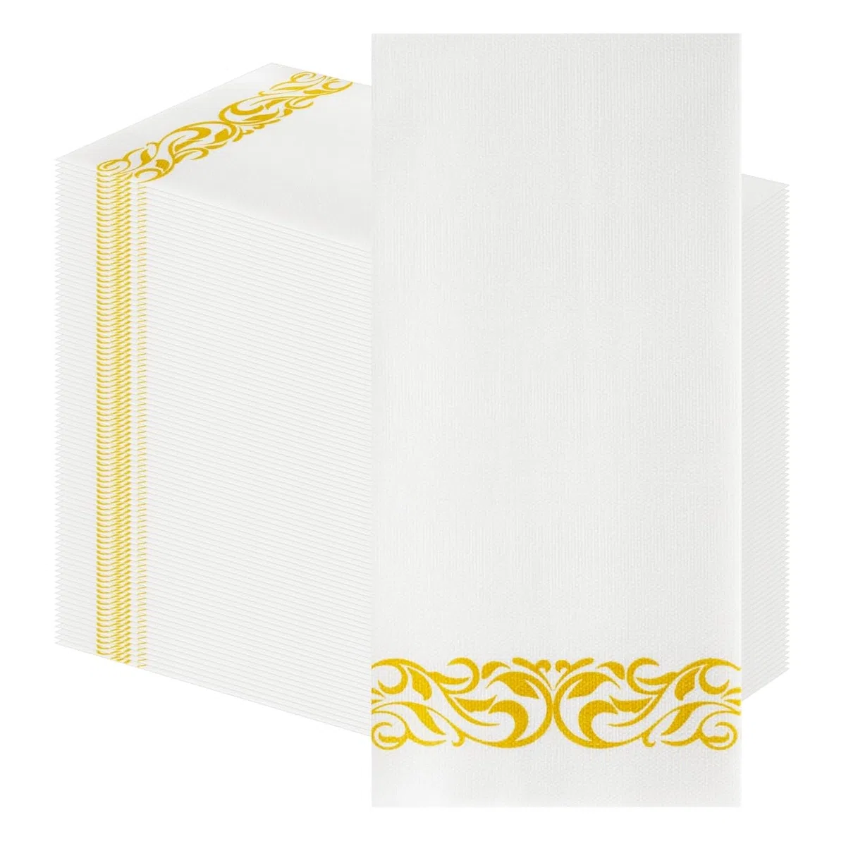 Confezione da 100 tovaglioli vintage barocchi effetto lino, 30 x 43 cm, tovaglioli testurizzati di alta qualità per eleganti tavoli