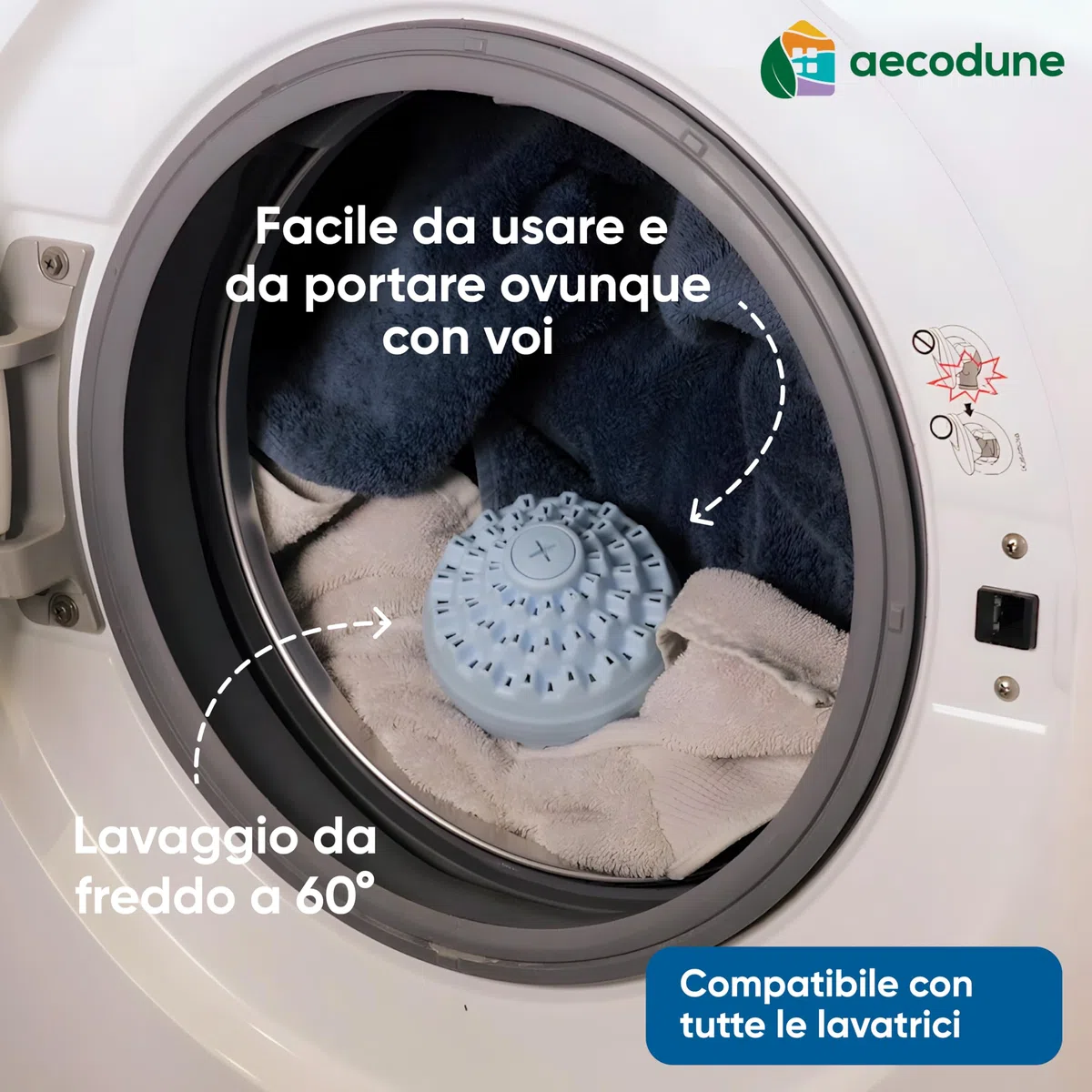 aecodune 2 anni di detersivo ecologico ed economico – 240 lavaggi – lavatrice a sfera – detersivo naturale in perle di bucato Zero Waste – fiori ipoallergenici – anticalcare