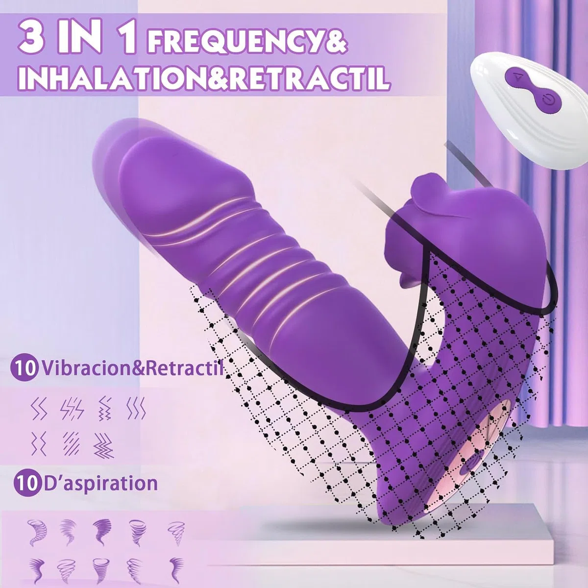 Vibratoreper donna Professionale com Telecomando,Vibratoreper wireless Sexytoysysdonna,Succhia Clotoride per donna Stimolatore per clitoride 10 * 10 modalità Impermeabile USB (Viola)