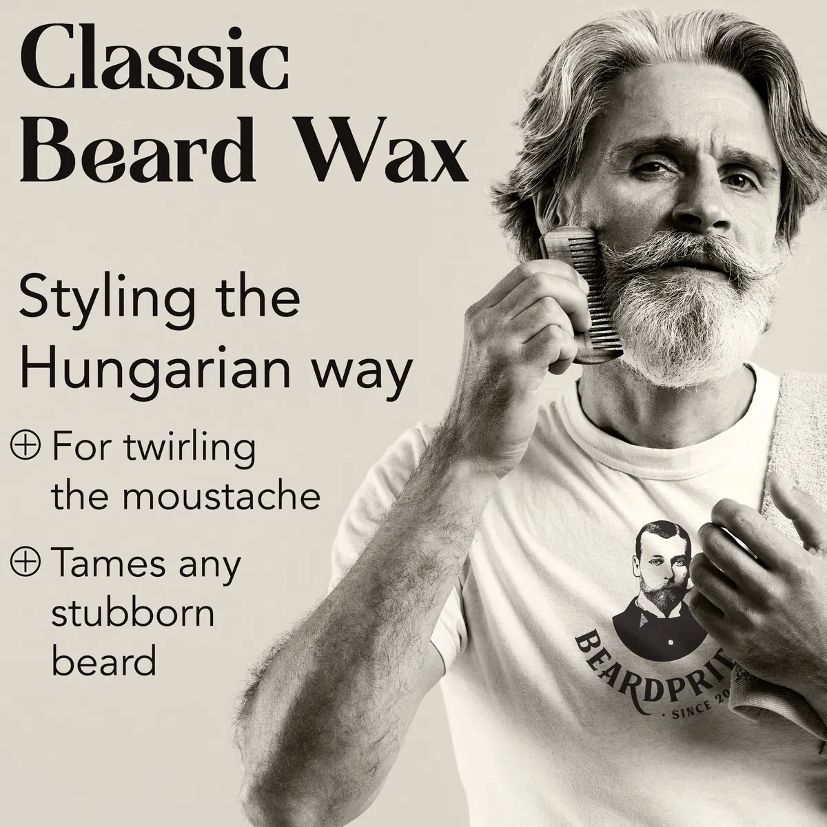 BEARDPRIDE Cera per barba uomo - Traditional - La cera per barba originale per modellare i baffi - Cera per barba a base di cera d'api - Cera per barba - Regalo per uomini - 55g