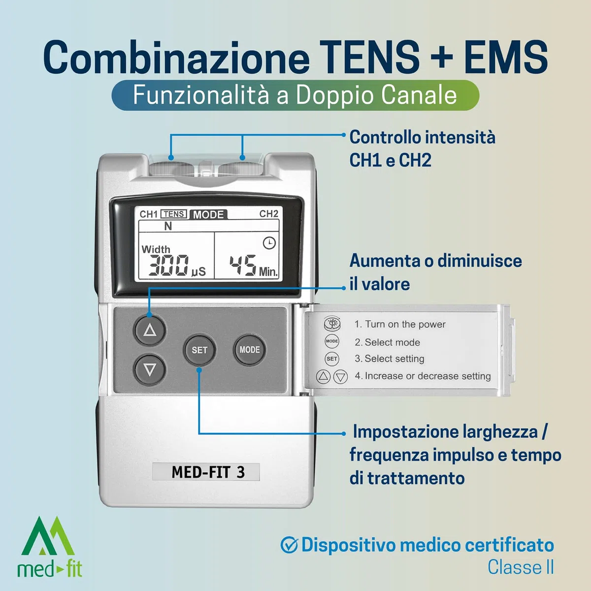 Med-Fit 3 Digital Dual Channel TENS Machine