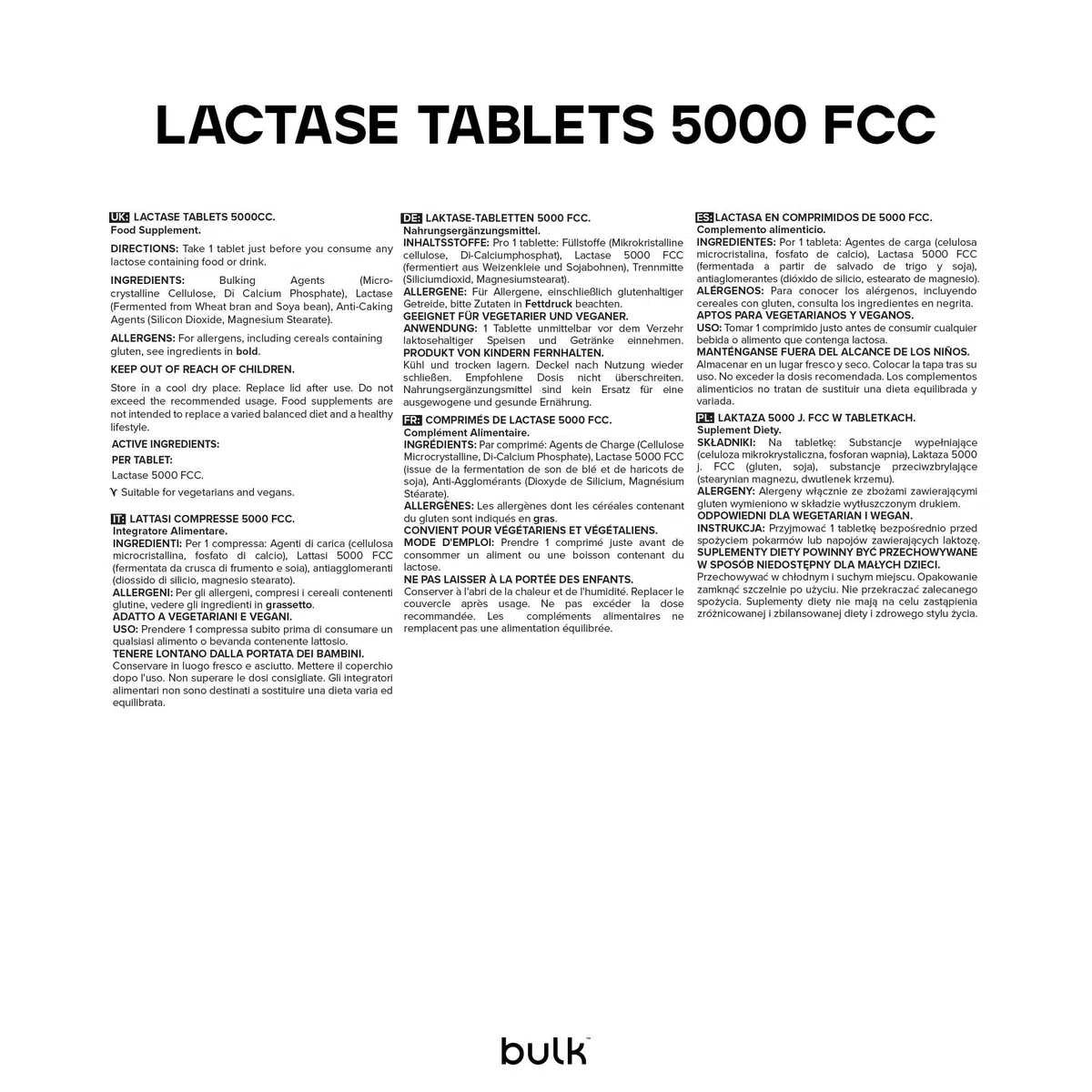 Bulk Pure Lactase Enzyme Tablets, 5000 FCC, Pack of 270, Packaging May Vary, 270 Porzioni