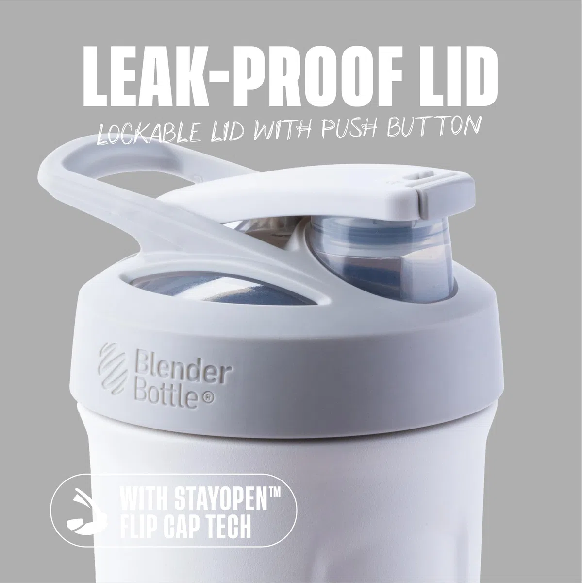 BlenderBottle Strada - Borraccia termica in acciaio inox, con BlenderBall, shaker per proteine e shaker per il fitness, senza BPA, a doppia parete, isolata sottovuoto – bianco, 375 g