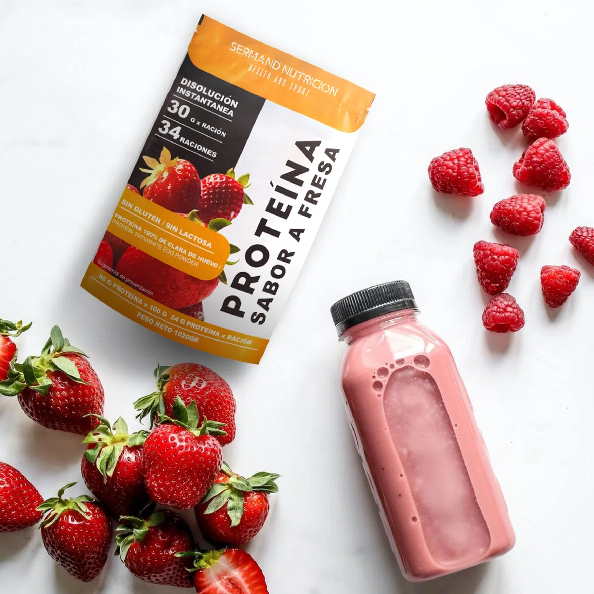 Proteina Istantanea di Albume d’Uovo al Gusto Fragola (1020 g) | Senza Glutine | Senza Lattosio | Per Massa Muscolare