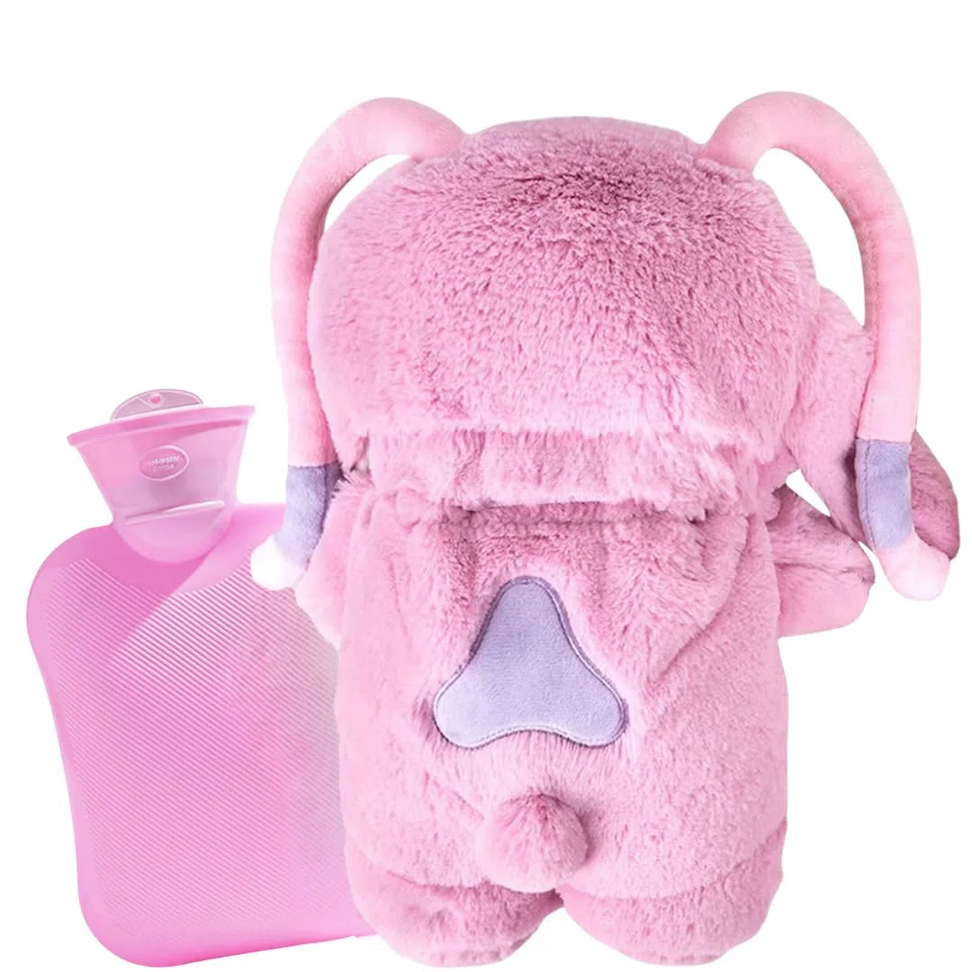 Borsa dell'Acqua Calda, Borsa Acqua Calda Peluche, Borsa Dell'acqua Calda Carina, Plush Bottiglia di Acqua Calda, Calda Rimovibile e Lavabile, Regalo per Bambini, Familiari e Amici (Rosa)