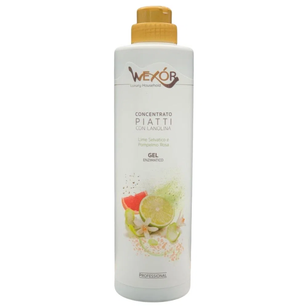 2X Concentrato Piatti, Gel Enzimatico con Lanolina, Lime Selvatico e Pompelmo Rosa, 750ml + Panno SOFT In Lattice (Colori Assortiti)