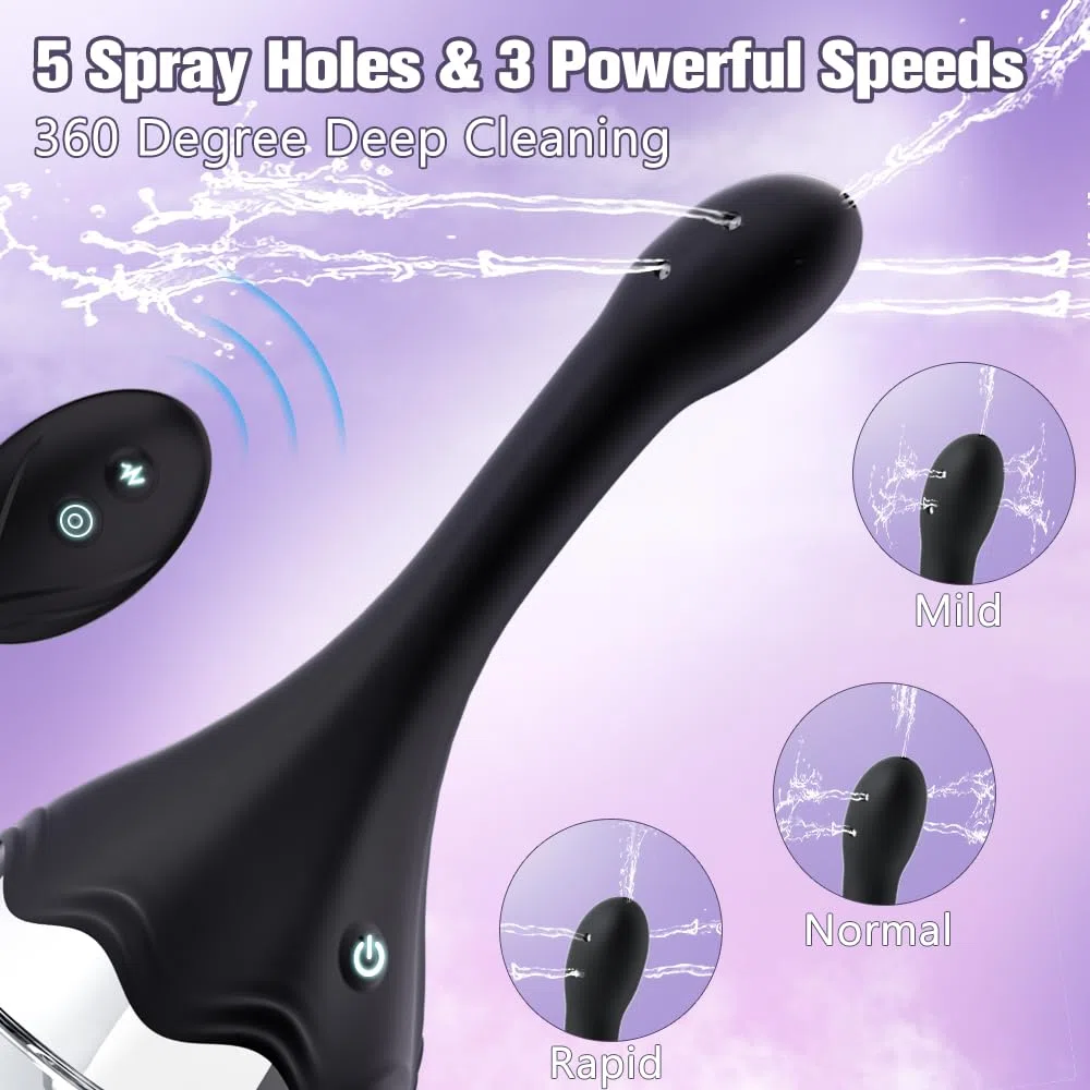 Doccia anale Pompa per clistere automatica - Clisteri elettrici da 20 once per la pulizia del colon per donne con 3 velocità e 5 beccucci, Docce in silicone per la pulizia anale maschile