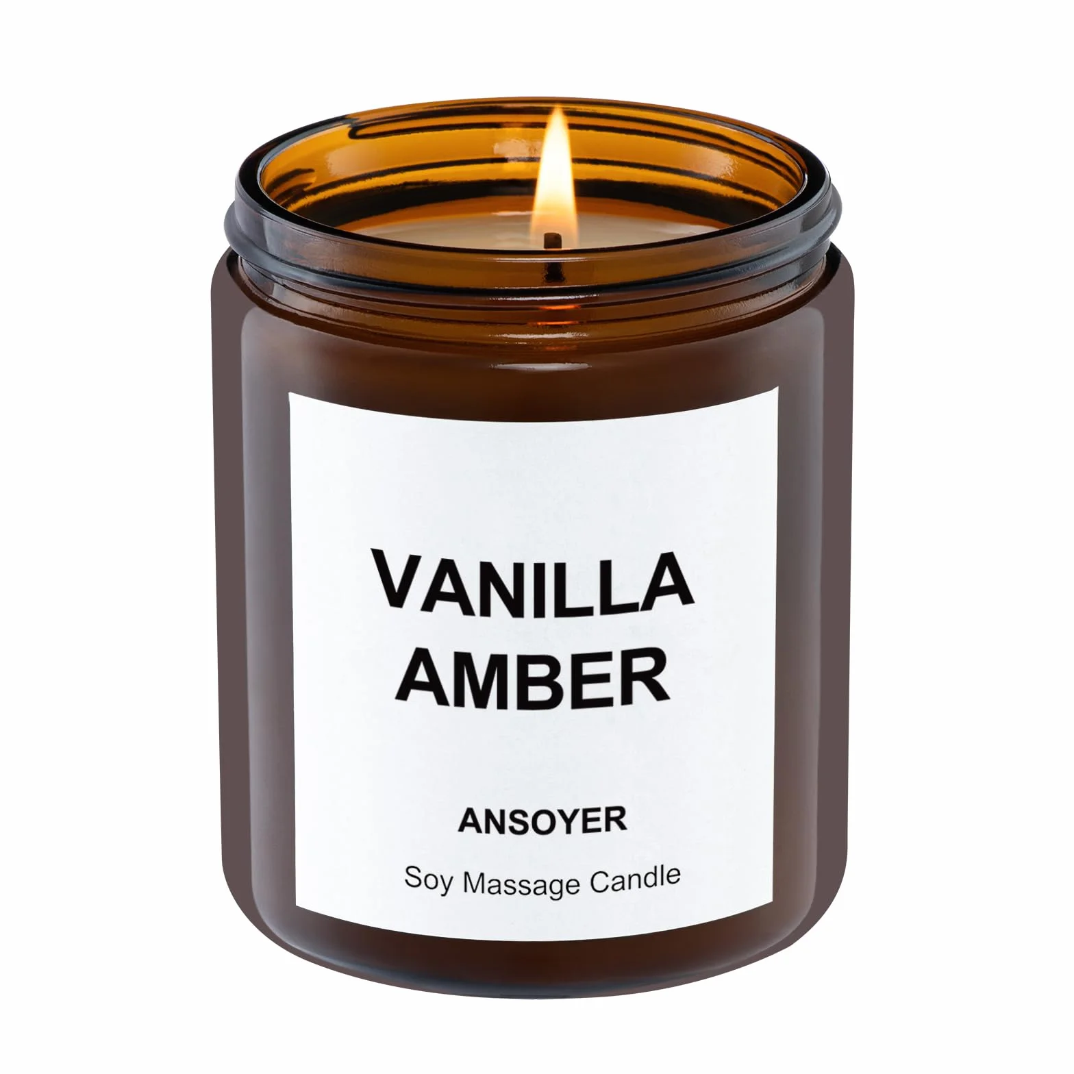 Candela da massaggio 200 g I Candela rilassante I Realizzata con olio di cocco + olio di soia I Candele da massaggio | Idratante e nutriente per la Spa domestica (Ambra Vaniglia)