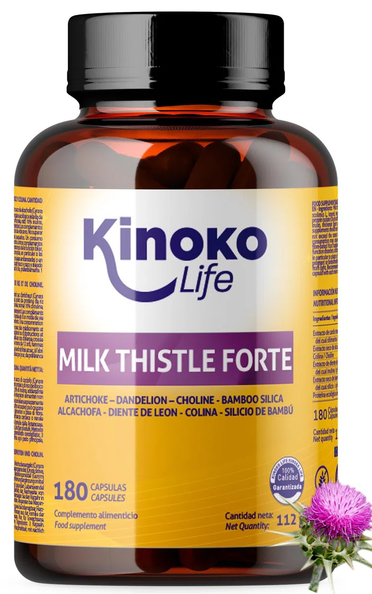 Cardo Mariano Tarassaco e Carciofo Detox Forte 180 Capsule con Colina e Silimarina 80% Estratto 25:1 Kinoko Life