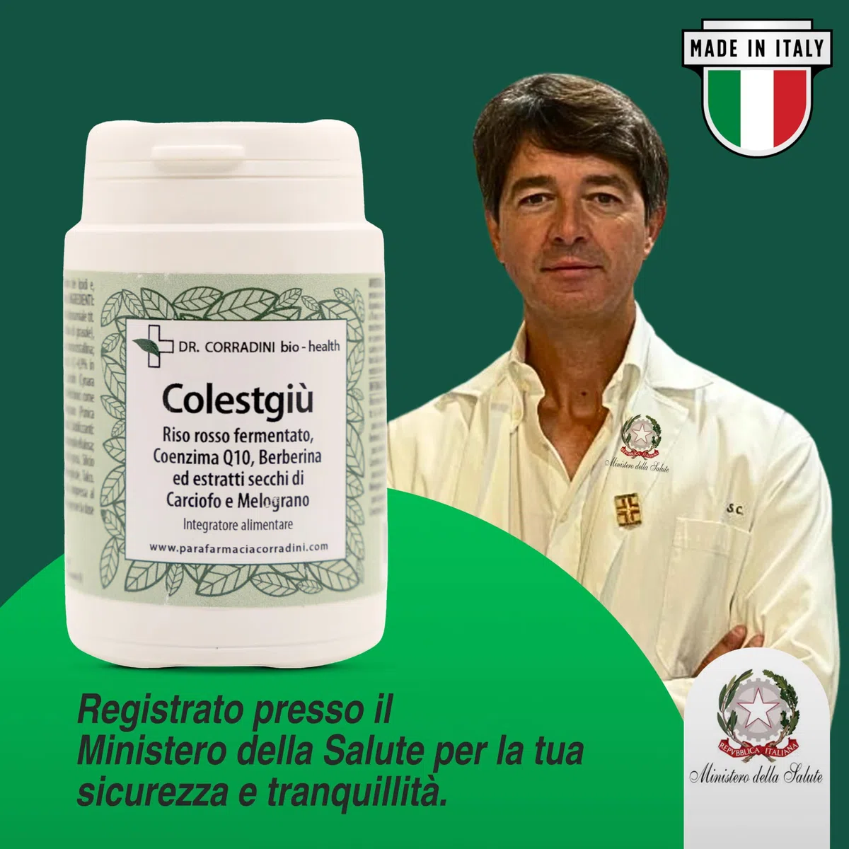 Dr. Corradini Berberina Liposomiale con Riso Rosso Fermentato Coezima Q10 Carciofo e Melograno - Berberina hcl 500 mg Complex Rapido Assorbimento