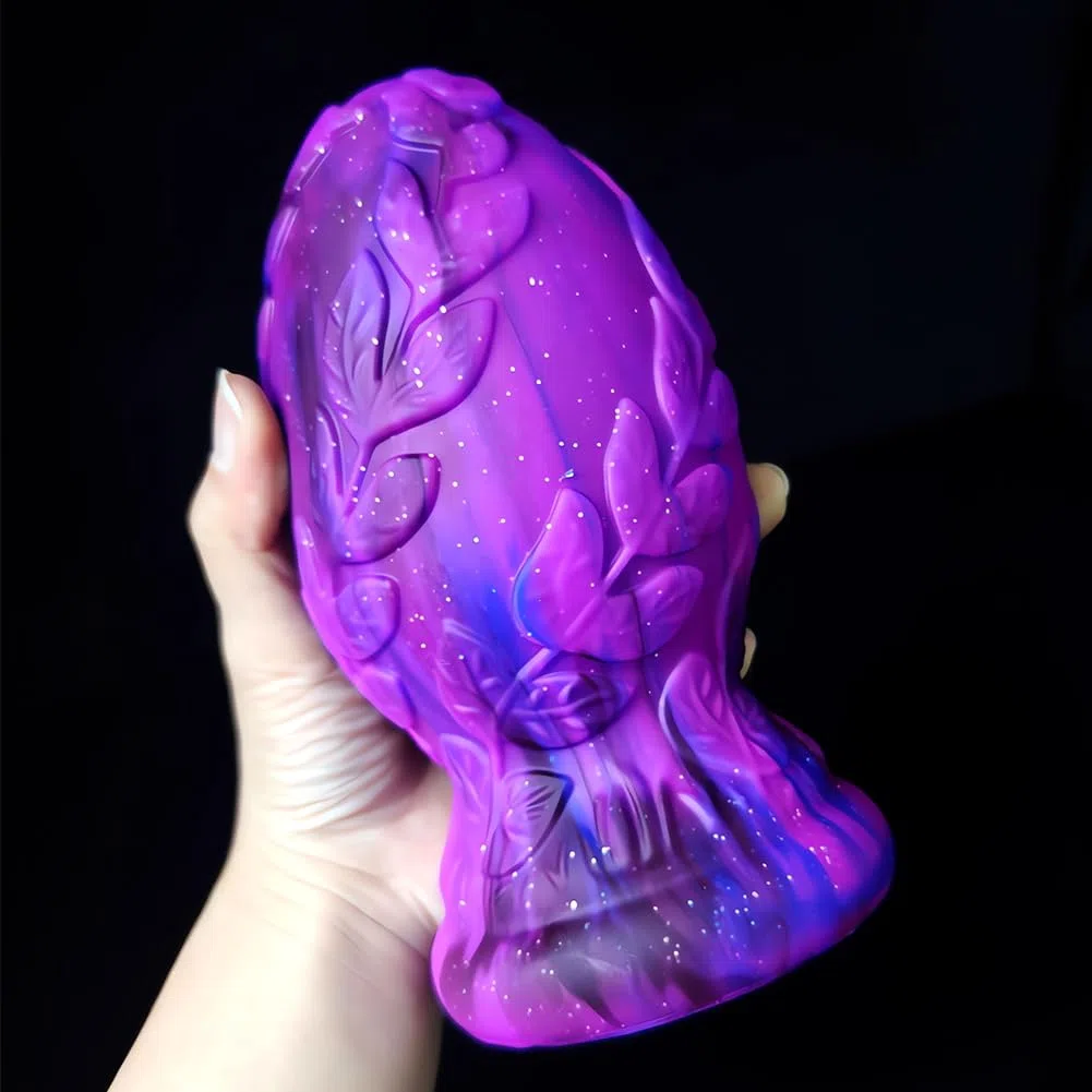 SXOVO Anal Plug Butt Plugs con forte ventosa 3D Leaf Pattern Fantasy Dildo anale Prostata G-Spot Stimolazione Sex Toy Dragon Eggs Anal Plug per donne uomini coppie (L)