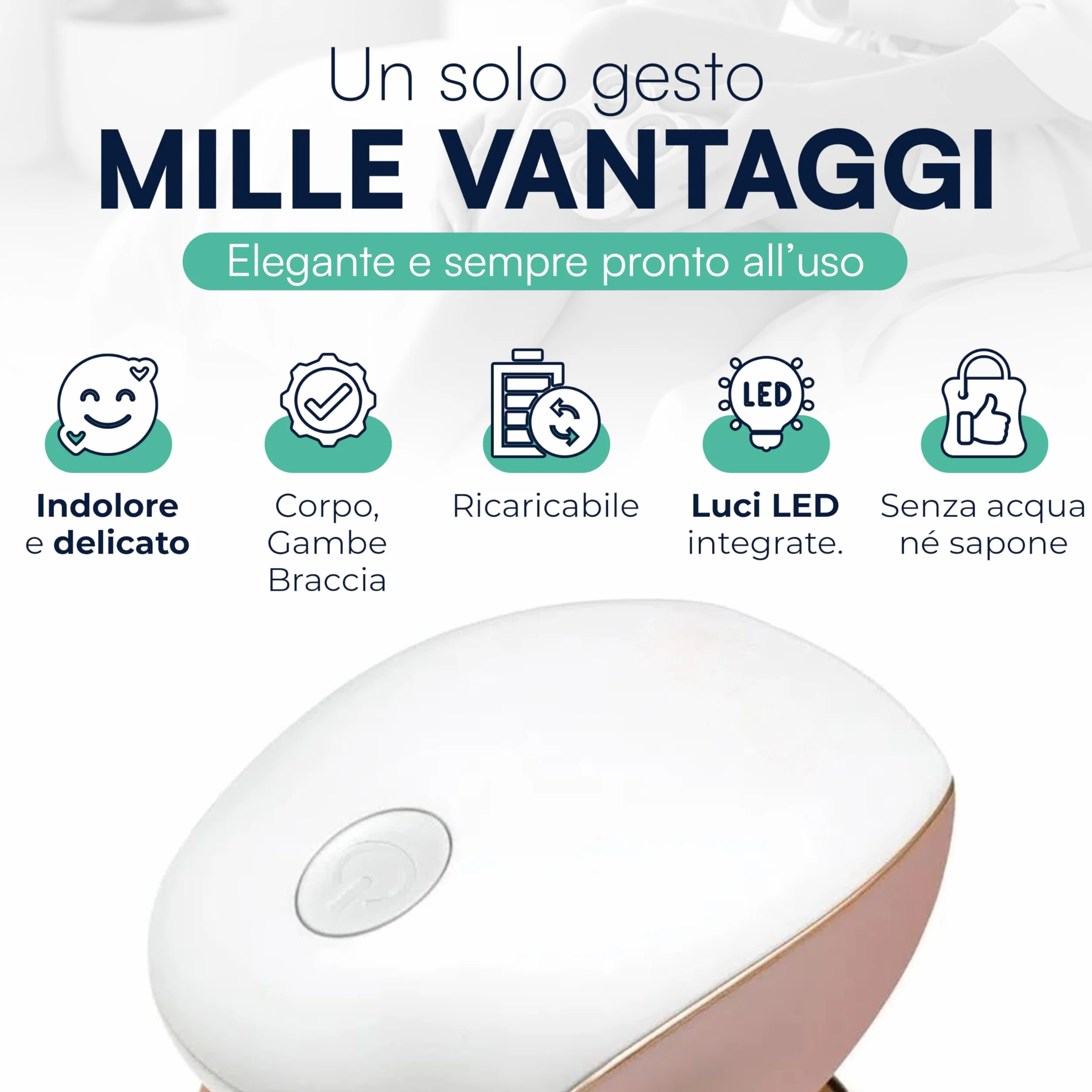 TEMPO DI SALDI Rasoio Elettrico Donna per Viso e Corpo Indolore con luce LED Ricaricabile, Epilatore Elettrico Donna Portatile con Testine Rotanti Lame Ipoallergeniche, Rasoio Corpo Delicato