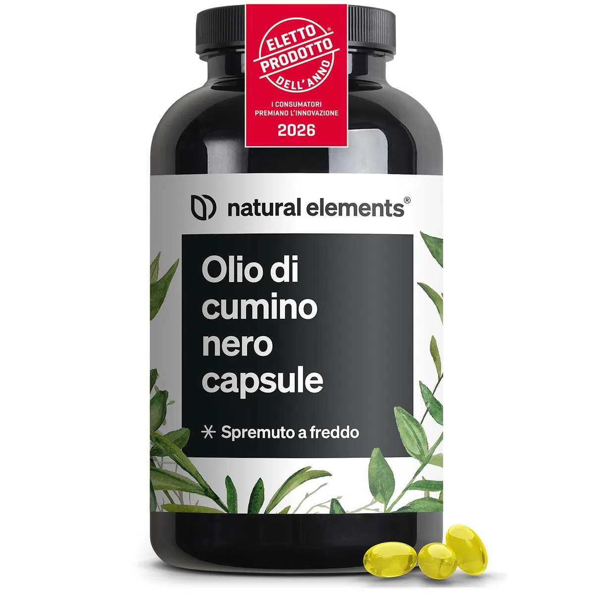 Olio di semi di cumino nero spremuto a freddo (Nigella sativa originale) - 400 capsule in una fornitura di 6 mesi - 1000 mg di olio di semi di cumino nero egiziano/dose giornaliera - naturale