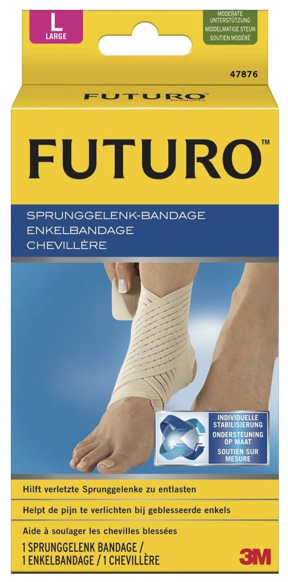 Fasciatura FUTURO FUT47876 classico alla caviglia, da indossare su entrambi i lati, Taglia L, 23.0 a 25.5 cm