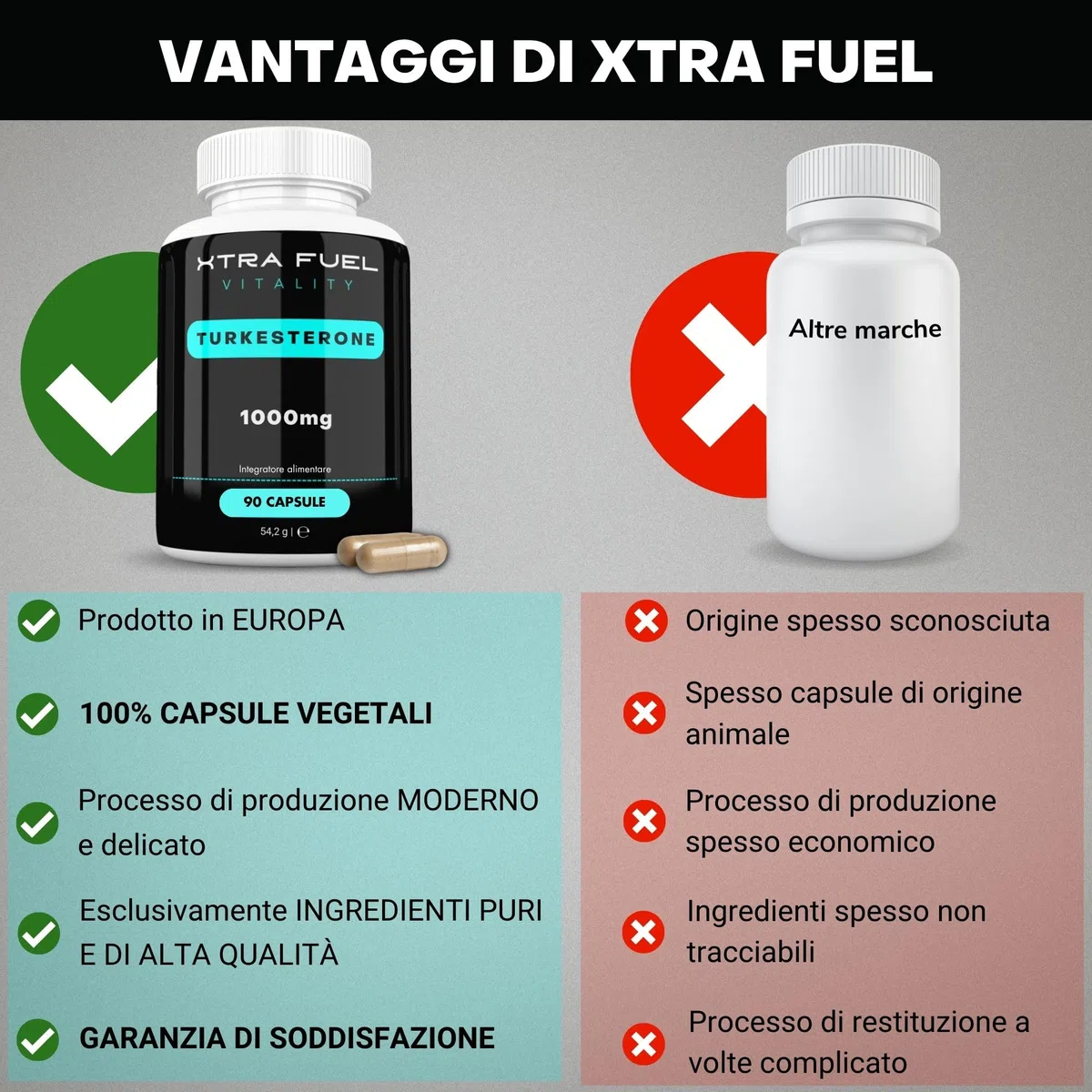 Premium Turk. Capsule - 1000 mg di dose giornaliera - 90 capsule (dose elevata) - Estratto naturale e testato in laboratorio - Popolare per il bodybuilding e l'allenamento con i pesi