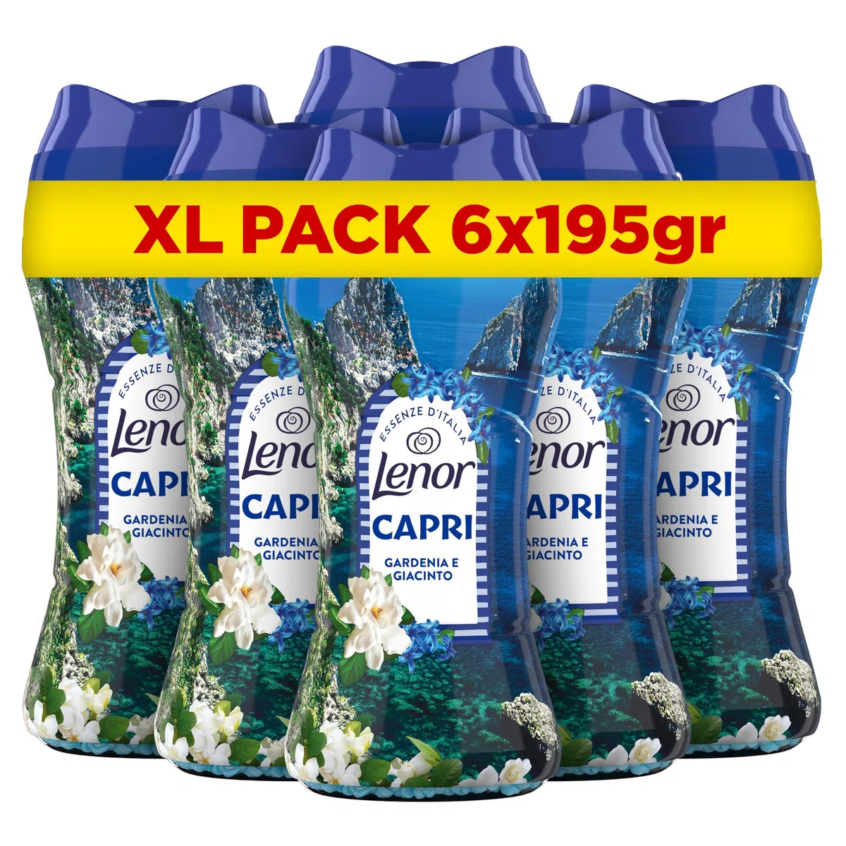 Lenor Profumatore Bucato Lavatrice, Perle Profumate, Capri, Maxi Formato 6 x 195g, Intensificatore Di Profumo