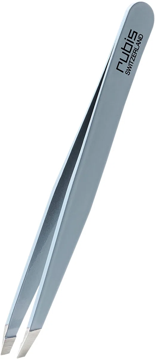 Rubis pinzette sopracciglia professionale inox acciaio - punta obliqua (azzurro)