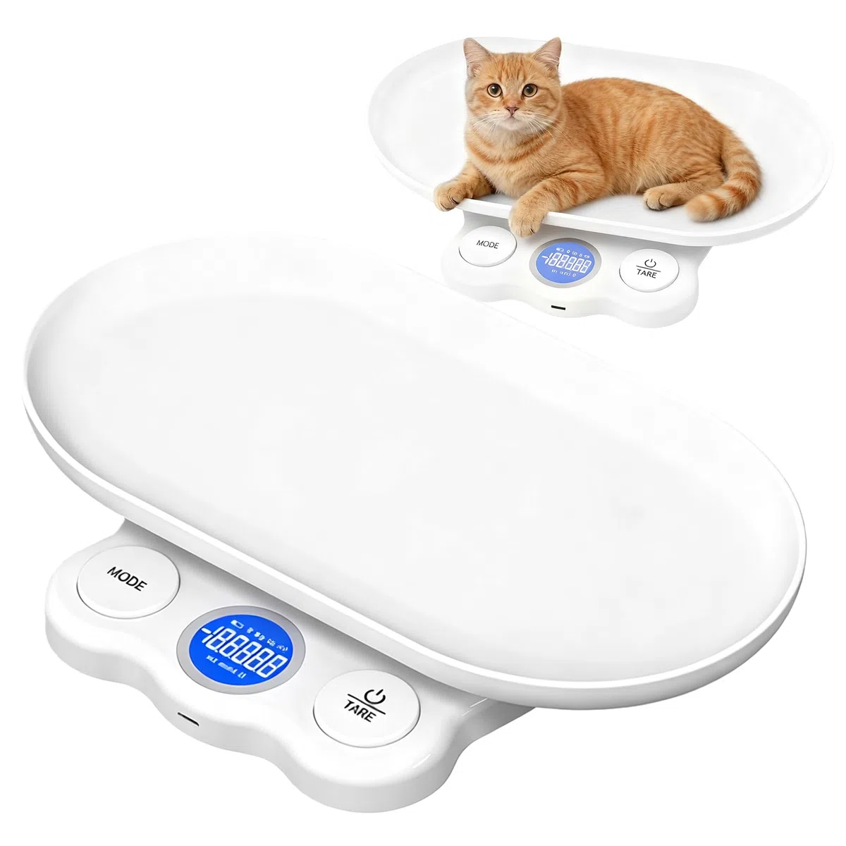 Bilancia per animali di piccola taglia, 15 kg digitale piccola bilancia con 4 modalità di pesatura (g/kg/lb/st;lb), ricaricabile, per gatti, animali domestici, cucina