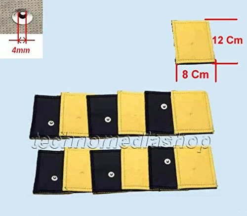 Kit 12 Elettrodi pezze in pelle ecologica Grandi 8x12cm spugne daino elettrostimolatore con clip 4mm