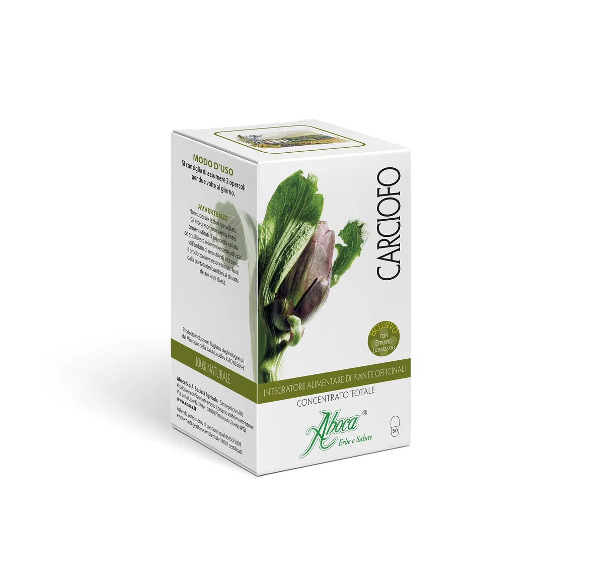 Aboca Carciofo Concentrato Totale 50 Opercoli - Utile per la Fisiologica Funzionalità del Fegato, Proprietà Digestive