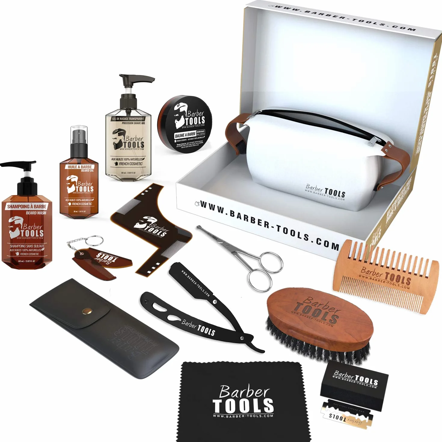 Kit/Set/Cofanetto per la cura della barba e della rasatura. Con Barber Care | Cosmetici Prodotto in Francia ✮ BARBER TOOLS ✮