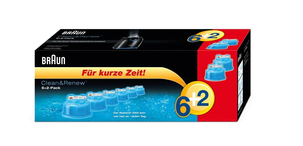 Braun Clean & Renew cartuccia di pulizia 6 + 2 (confezione da 8) (Limited Edition)